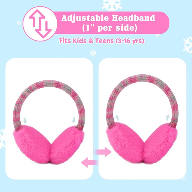 SEDUXI Kids Winter Ear Muffs with Gloves Set - Plush Knit Earmuffs & Mittens, Adjustable Soft Ear Warmers for Boys Girls 3-16 Years - Image 3